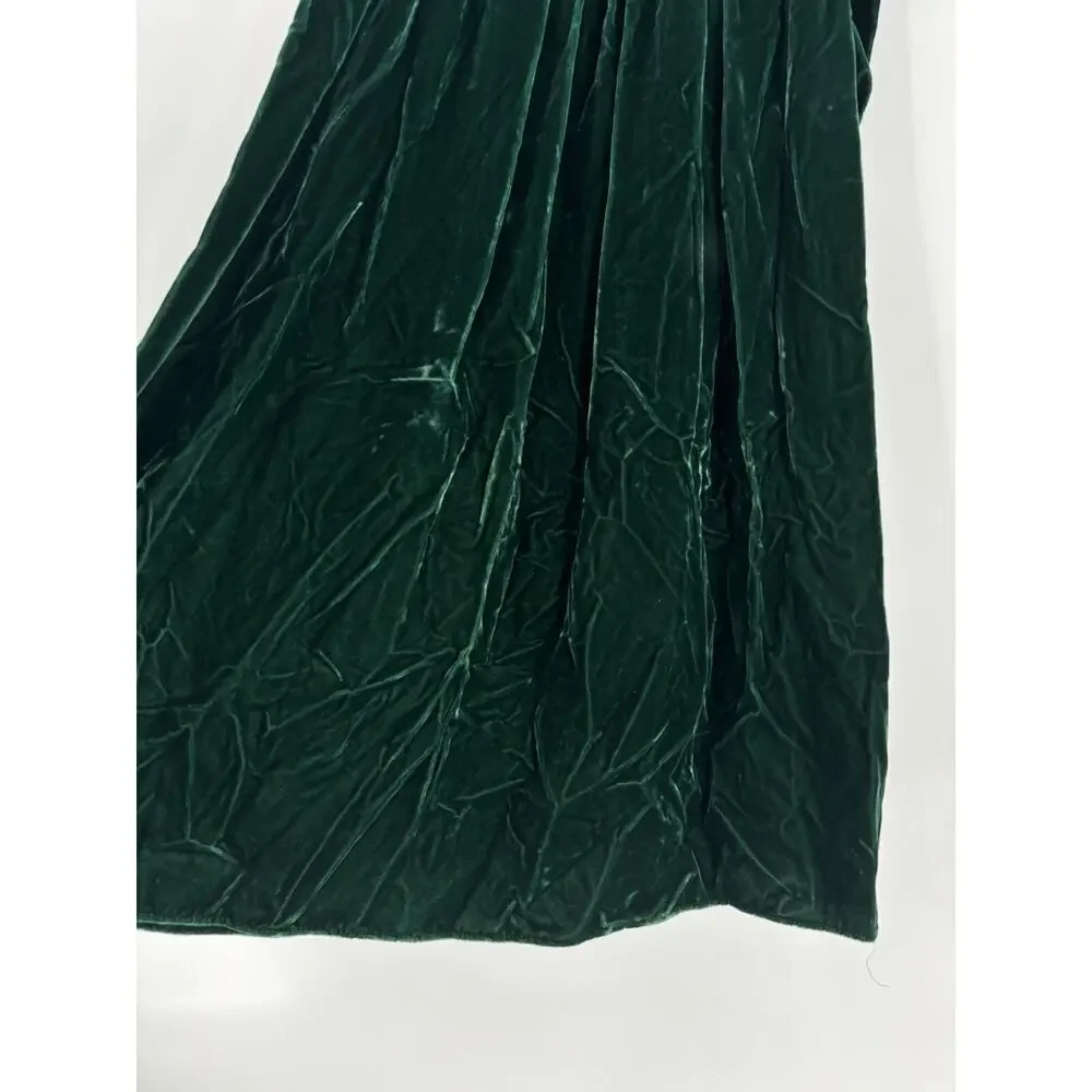 Vintage Dress Womens 8 Green Velvet Union Made Bow Back Maxi Length Holiday - Picture 3 of 16